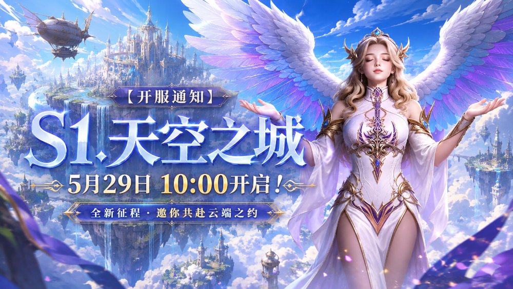 【开服通知】：“S1.天空之城”5月29日10:00开启！