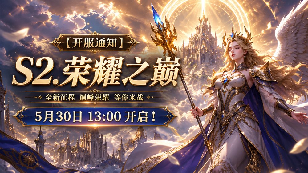 【开服通知】：“S2.荣耀之巅”5月30日13:00开启！
